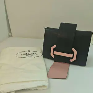 Pre-owned PRADA leather Crossbody Bags Ribbon Collection Black & Pink Crossbody