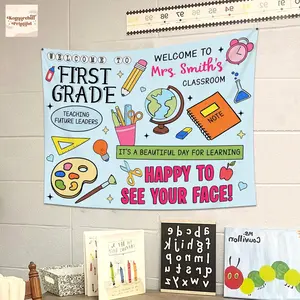 Personalized Teacher Classroom Tapestry, Teachers Name Classroom Banner, Groovy Classroom Decor, Gift for Teacher, Back to School Tapestry