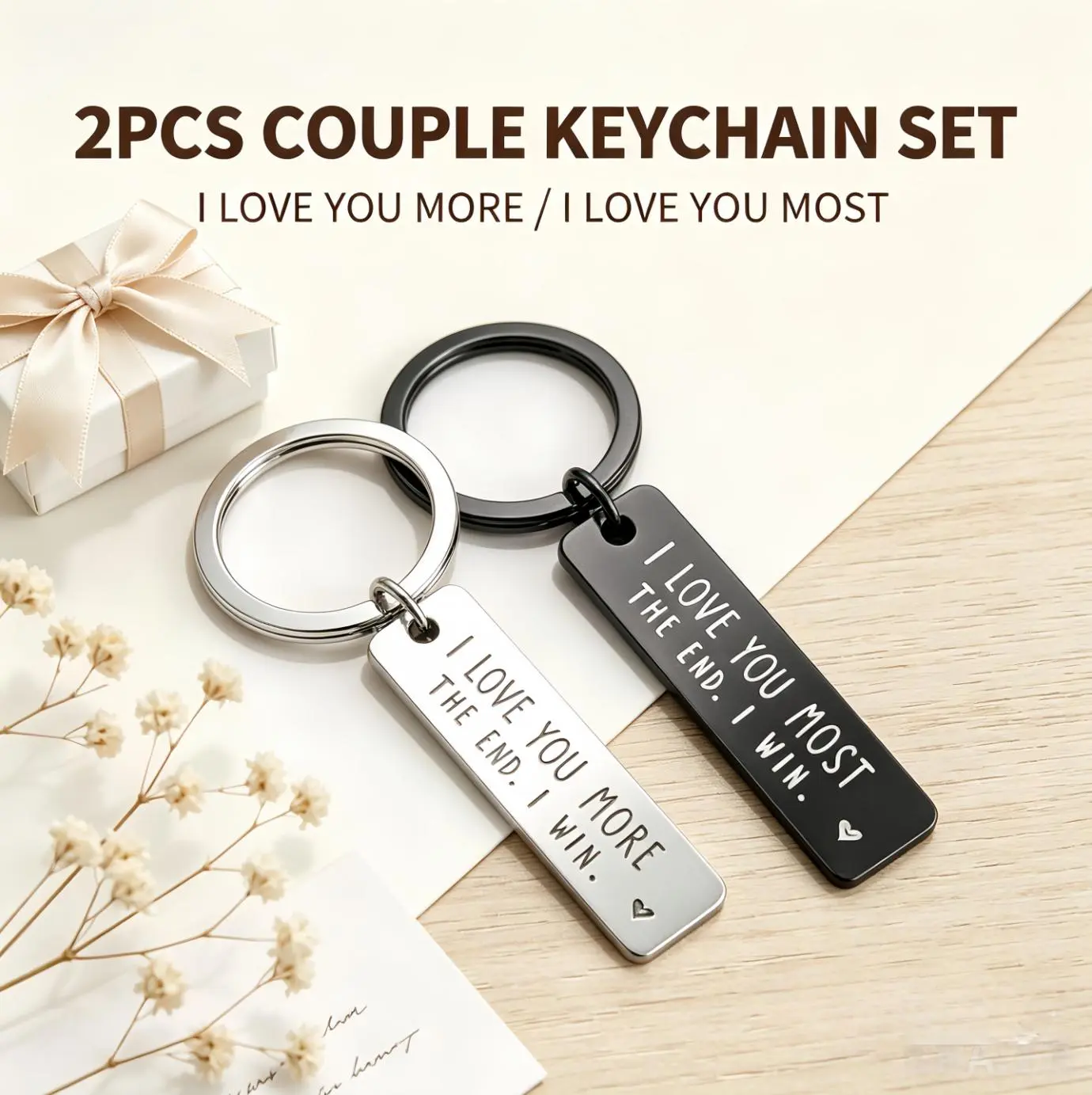 Creative Slogan Stainless Steel Metal Keychain – Long Bar Pendant Key Ring for Men Women, Car Keys & Bag Accessories, Valentine's Day Gift, Personalized Keychain Gift for Him Her, Everyday Carry Keychain