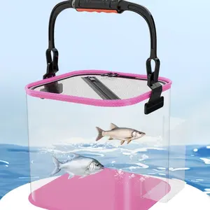 Transparent Thick Eva Water Bucket with Rope, Foldable Design, Ideal for Fishing Buckets, Fish Boxes, Fish Pails, Durable and Portable