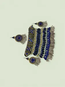 Vintage-Style Afghan Boho Jewelry Set – Necklace, Earrings & Matika/Tikka Headpiece