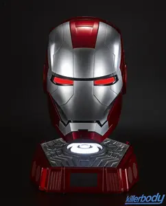 "1:1 Collectible Bluetooth Speaker Iron Man MK5 Helmet Mask with double-layer water plating brushes Ears with red and blue atmosphere lights The rear brain conjoined flip design  4 modes