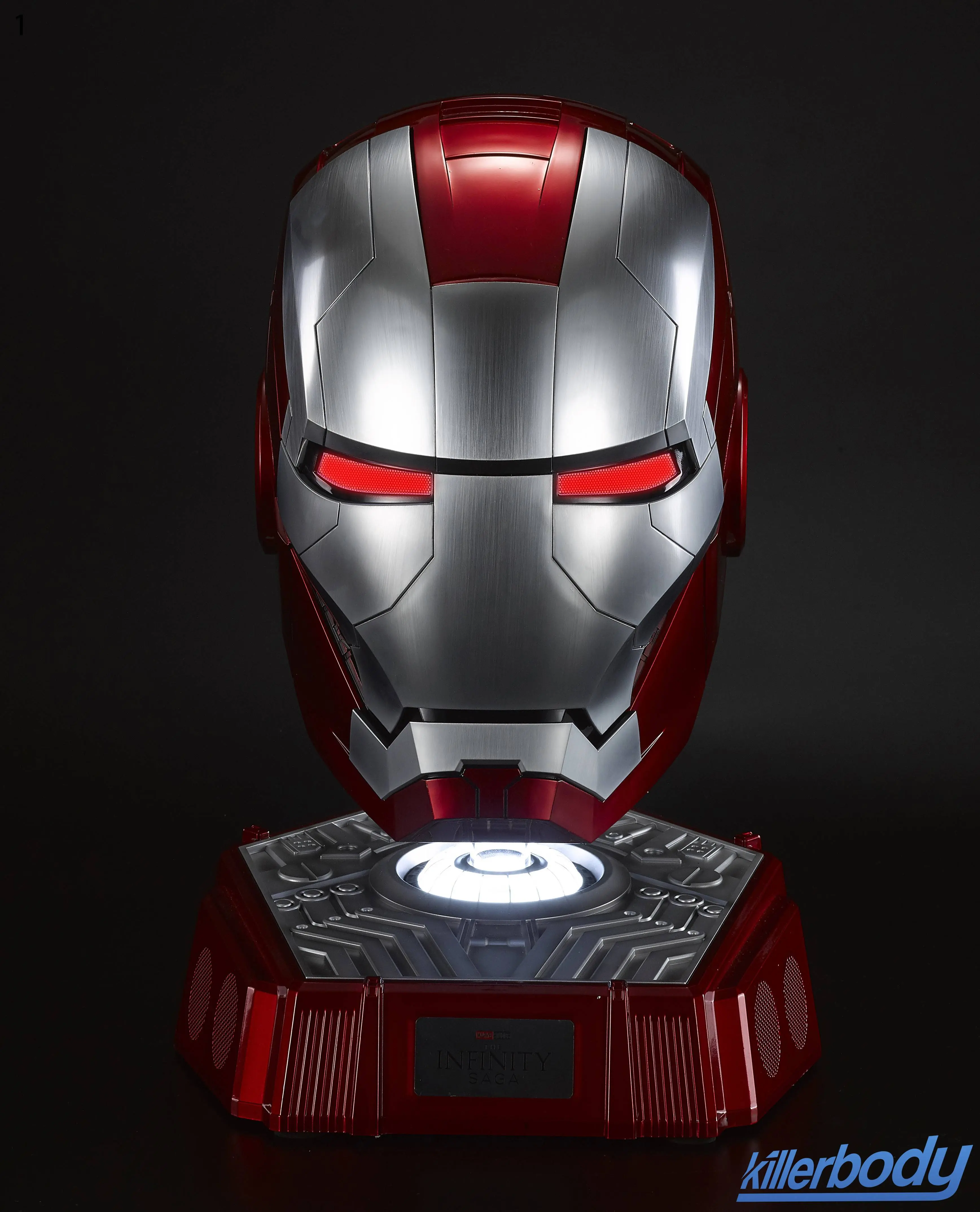 "1:1 Collectible Bluetooth Speaker Iron Man MK5 Helmet Mask with Double Layer water plating brushes Ears with red and blue atmosphere lights The rear brain conjoined flip design  4 modes, Accessories