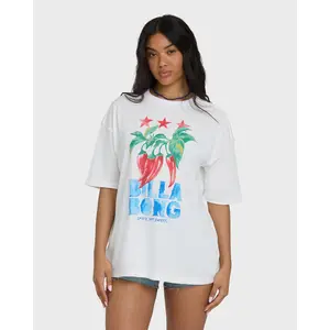 BILLABONG Women's Somewhere Close Short Sleeve Knit T-Shirt, Graphic 100% Cotton Soft Breathable Ribbed Crew Neck Classic Fit Casual Beach Daily Wear