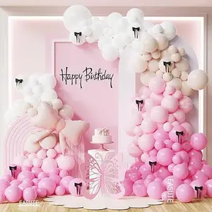 Pink Balloon Garland Arch Kit 150pcs Rose Pink Balloons Pastel Pink Bow Foil Balloon for Wedding Baby Shower Engagement Bachelorette Birthday Party Decorations