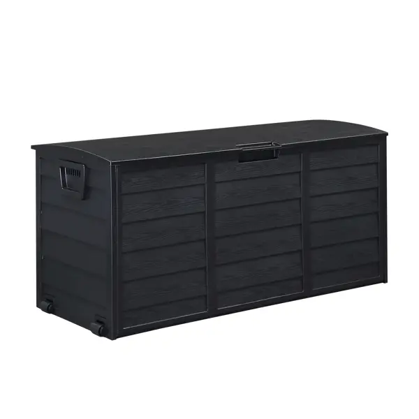 75 Gallon collapsible Outdoor Storage BoxOutdoor Storage Box 75Gallon Waterproof Resin Deck Boxes Black  UV-Resistant Patio Storage Bin, 110 lbs Capacity, Sustainable Stability for Garden Poolside, Tool-Free Assembly, All-Weather
