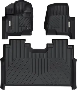 YINTATECH Upgraded Floor Mats Fit for 2015-2025 Ford F-150/ F150 Lightning SuperCrew Cab(Not Fit Rear Seat with Under-Seat Fold Flat Storage), All-Weather TPE Floor Liner, Black