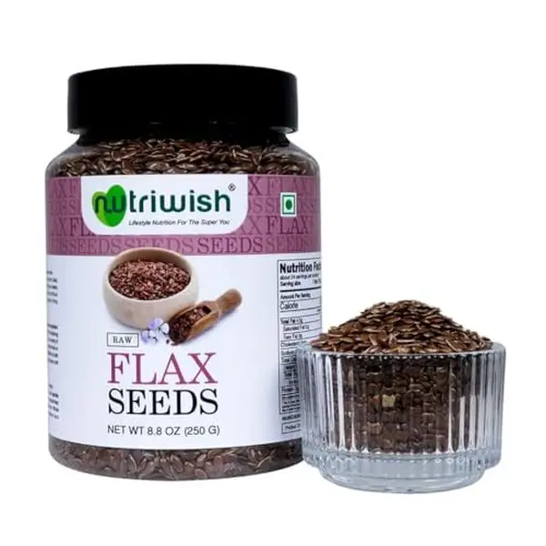 Nutriwish Raw Flax Seeds (Alsi) | Rich in Omega-3 & Fibre | 100% Natural | Vegan & Gluten-Free | Supports Heart & Digestive Health | 8.8 oz - Spice, Flavor