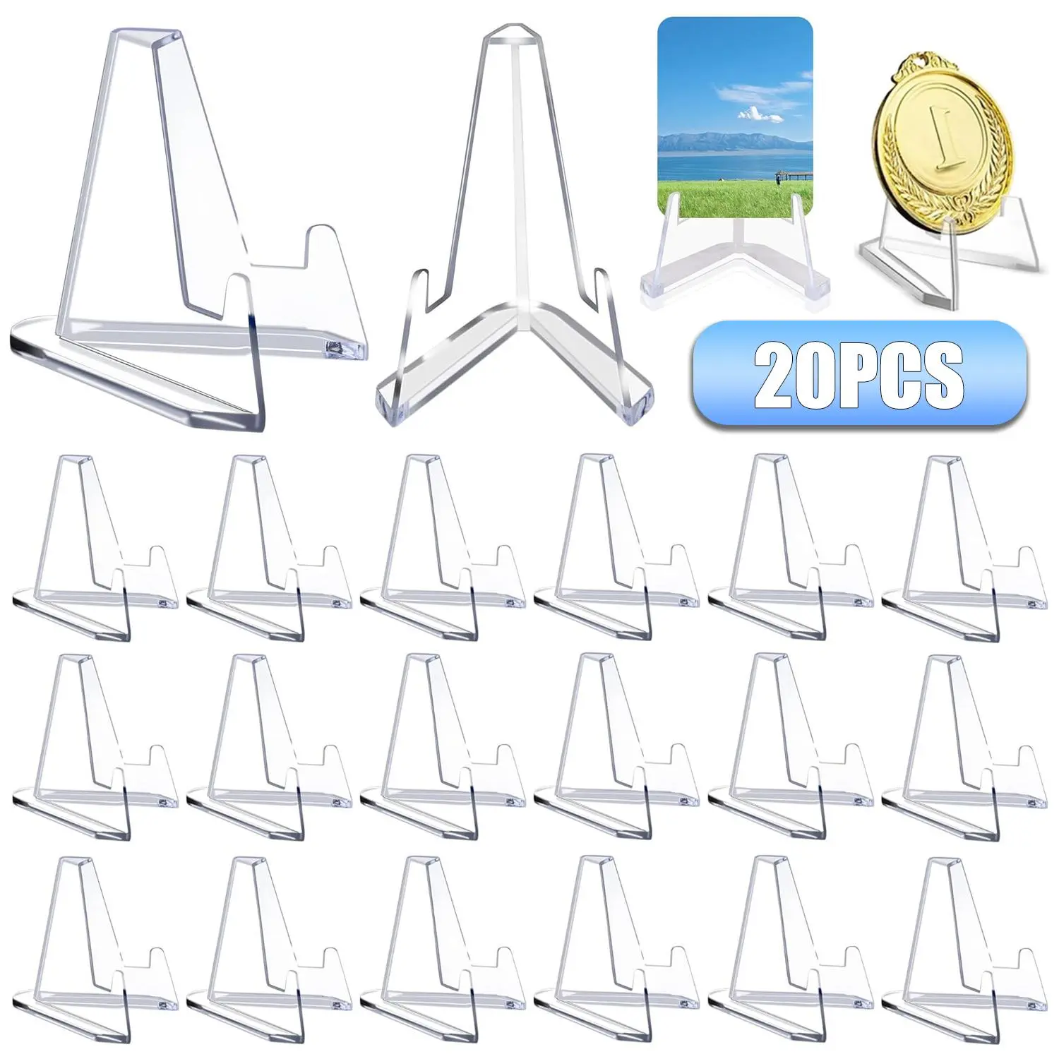 Clear Acrylic Card Display Stand, 20pcs Mini Clear Acrylic Easel Stands, Coin Display Easel Holder, Baseball Sports Card Stands