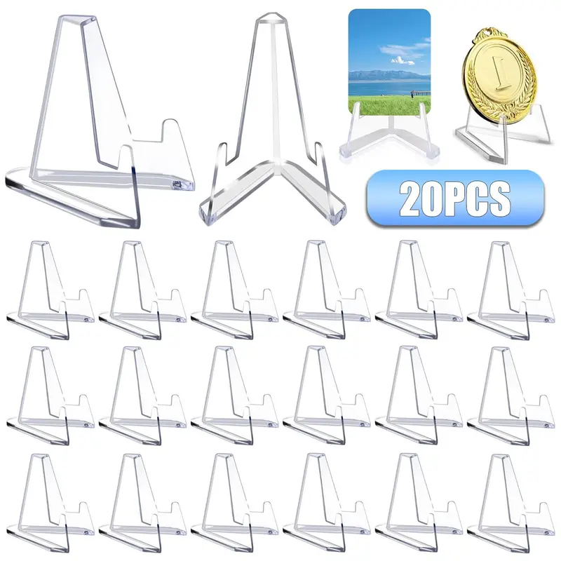 Clear Acrylic Card Display Stand, 20pcs Mini Clear Acrylic Easel Stands, Coin Display Easel Holder, Baseball Sports Card Stands