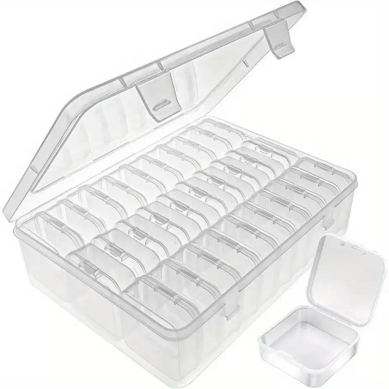 Small Bead Organizers, 30 Pieces Plastic Storage Cases Mini Clear Bead Storage Containers Transparent Boxes with Hinged Lid and Rectangle Clear Craft Supply Case Set Lightweight