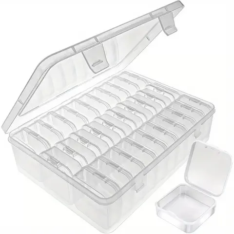Small Bead Organizers, 30 Pieces Plastic Storage Cases Mini Clear Bead Storage Containers Transparent Boxes with Hinged Lid and Rectangle Clear Craft Supply Case Set Lightweight