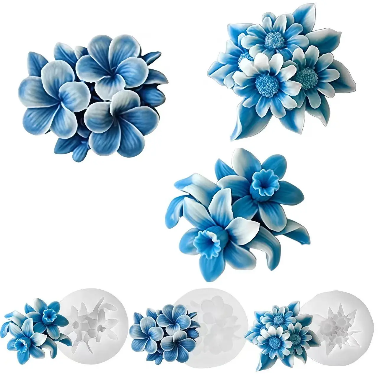 3pcs Set Daisy Lily Egg Flower DIY Candle Silicone Mold, Handmade Aromatherapy Wax Stone Diffuser Decor, Home Decoration, Scented Wax Melts, DIY Kit, Handmade Crafts, Candle Molds