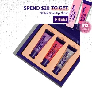 Unicorn Snot Glitter Boss Holographic Bio-Glitter Lip Gloss Gift Set – Non-Sticky, Plant-Based Glitter, Vegan, 3-Pack