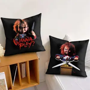 C-Chucky Doll movie Cushion Cover Soft Short Plush Fabric Double-Sided Print Organic Breathable Sofa Pillow Case, Home Machine Washable in Perfect for Home Decor Warm Winter Home Child Gift