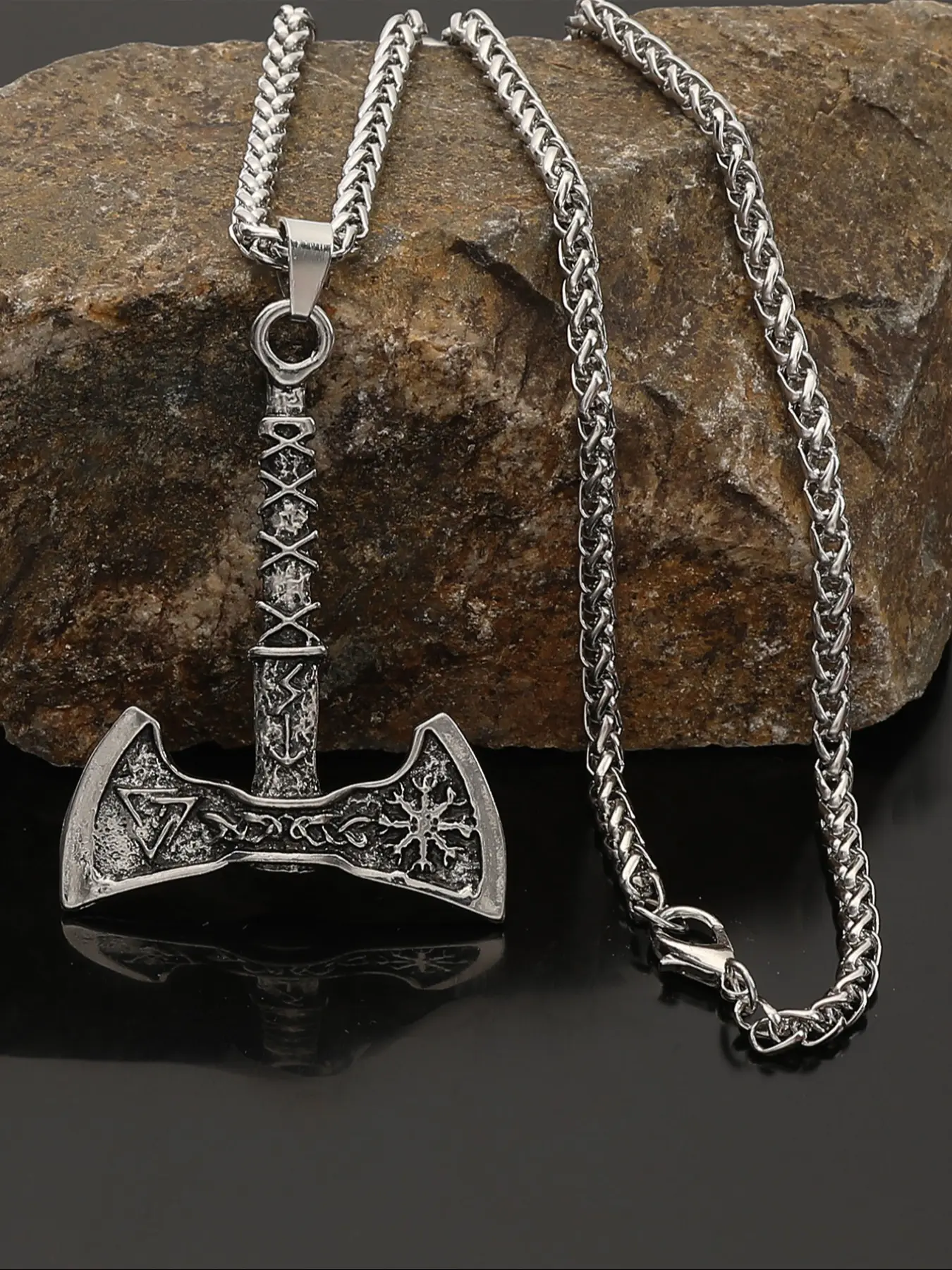 Vintage Viking Style Pirate Pendant Necklace, Fashionable Men's Jewelry, Nordic Norway Party Accessory, Valentine's Day Gift