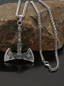 Vintage Viking Axe Pendant Cuban Link Necklace, Fashionable Men's Chain, Nordic Norwegian Style Party Accessory, Valentine's Day Gift