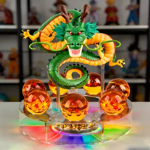 Shenron Figure Dragon Set -Shenlong Dragon Statue+3.6cm Crystal Ball+Acrylic Base+LED disc,Perfect for Display and Collection,Great Gift for Collection Enthusiasts.