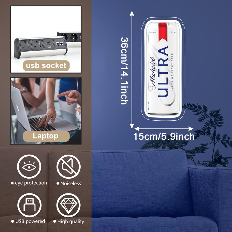 Michelob ULTRA Beer Neon Sign for Wall Decor Dimmable Beer Neon Signs Bar Led Sign Neon Sign for Man Cave Light Up Sign for Bedroom Home Bar Shop Pub Bistro Party Hotel Game Room Decor Gifts