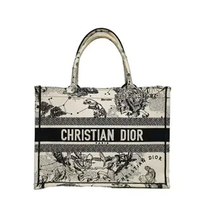 Pre-owned Dior 【Diz】DIOR Book Tote Medium 36 Cream Canvas Pristine