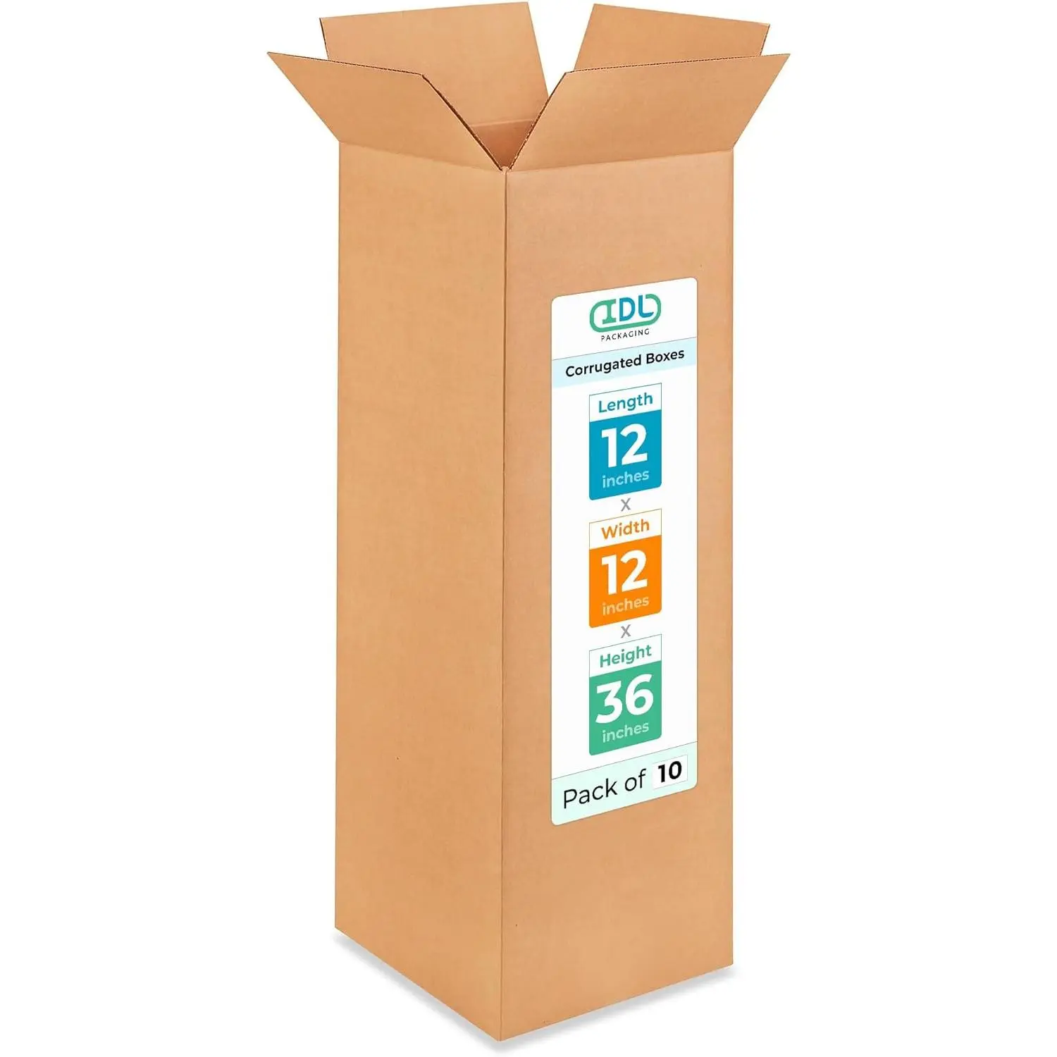 Tall Moving & Shipping Boxes 12x12x36 inches (10-Pack) - Extra Strength 200 lb vs Regular - Corrugated Boxes for Packaging Moving - Box for Shipping - Corrugated Shipping Box by IDL Packaging