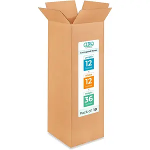 Tall Moving & Shipping Boxes 12x12x36 inches (10-Pack) - Extra Strength 200 lb vs Regular - Corrugated Boxes for Packaging Moving - Box for Shipping - Corrugated Shipping Box by IDL Packaging