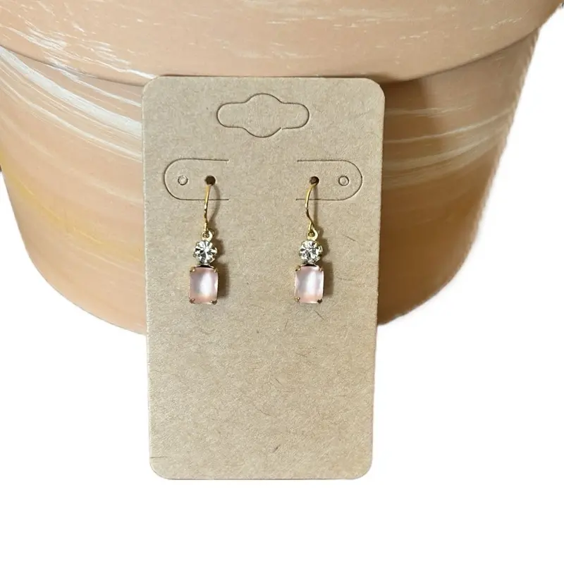 Pink Frosted Glass and Crystal Earrings - Vintage light pink frosted glass octagon and clear crystal round stones for a bit of sparkle ~ Jewelry For You By Beck
