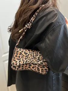 Vintage Leopard Print Women's Handbag, Simple Design Shoulder Crossbody Bag, Adjustable Strap, Perfect for Parties, Gatherings, Travel