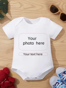 Customizable Photo & Text Cotton Baby Onesie Bodysuit
