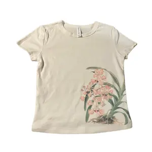 Printed Orchid Baby Tee! Pastel Tone Fitted Tee