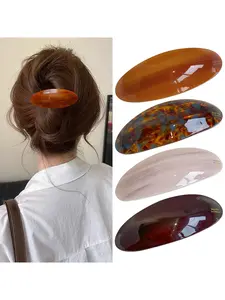 New acetic acid hairpin premium sense oval spring clip top clip back head disc hair word ponytail clip hairpin set