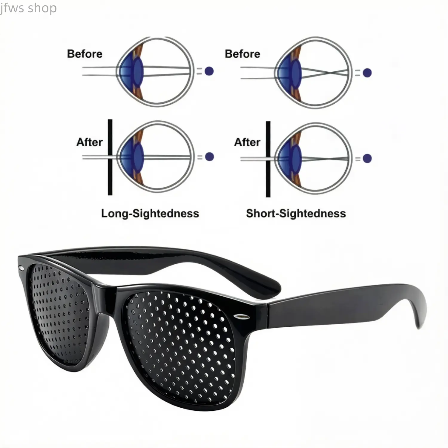 Unisex Pinhole Glasses for Vision Improvement Anti Myopia Astigmatism Correction Eyewear Lightweight Black Frame Glasses for Eye Fatigue Relief Daily Use