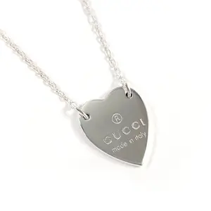 Pre-owned GUCCI 925Silver Small Leather Goods Trademark Heart Silver 925 Necklace