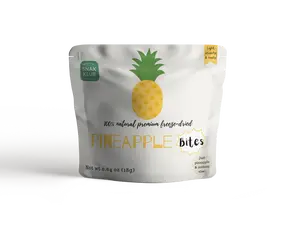 Snakklub Pineapple Bites – Single-Serve Freeze-Dried Pineapple, 100% Fruit and No Additives/Preservatives/Sugar Added Snack