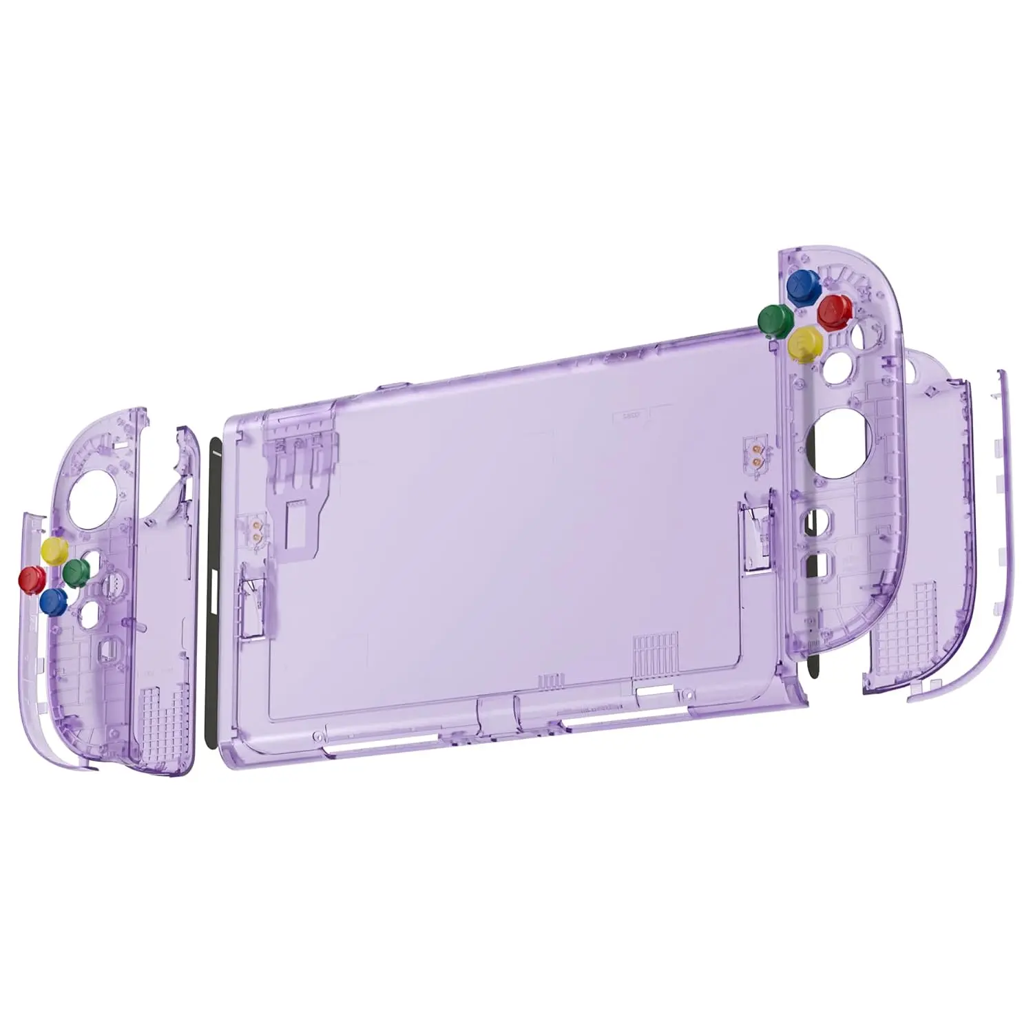 eXtremeRate Durable Electronic Plastic DIY Replacement Shell & Controller Buttons Accessories for Nintendo Switch 2, Custom Console Rear Back Plate + Faceplate with Decorative Strips Direction Keys for Joycon 2 - Essence Version - Atomic Purple