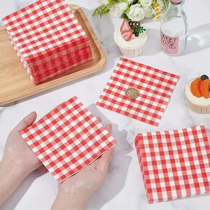20 Sheets Checkered Pattern Disposable Napkins, Ideal for Festive Holidays, Restaurants, Bars, Picnics, Birthdays, Christmas, Halloween, Weddings, 25x25 Cm