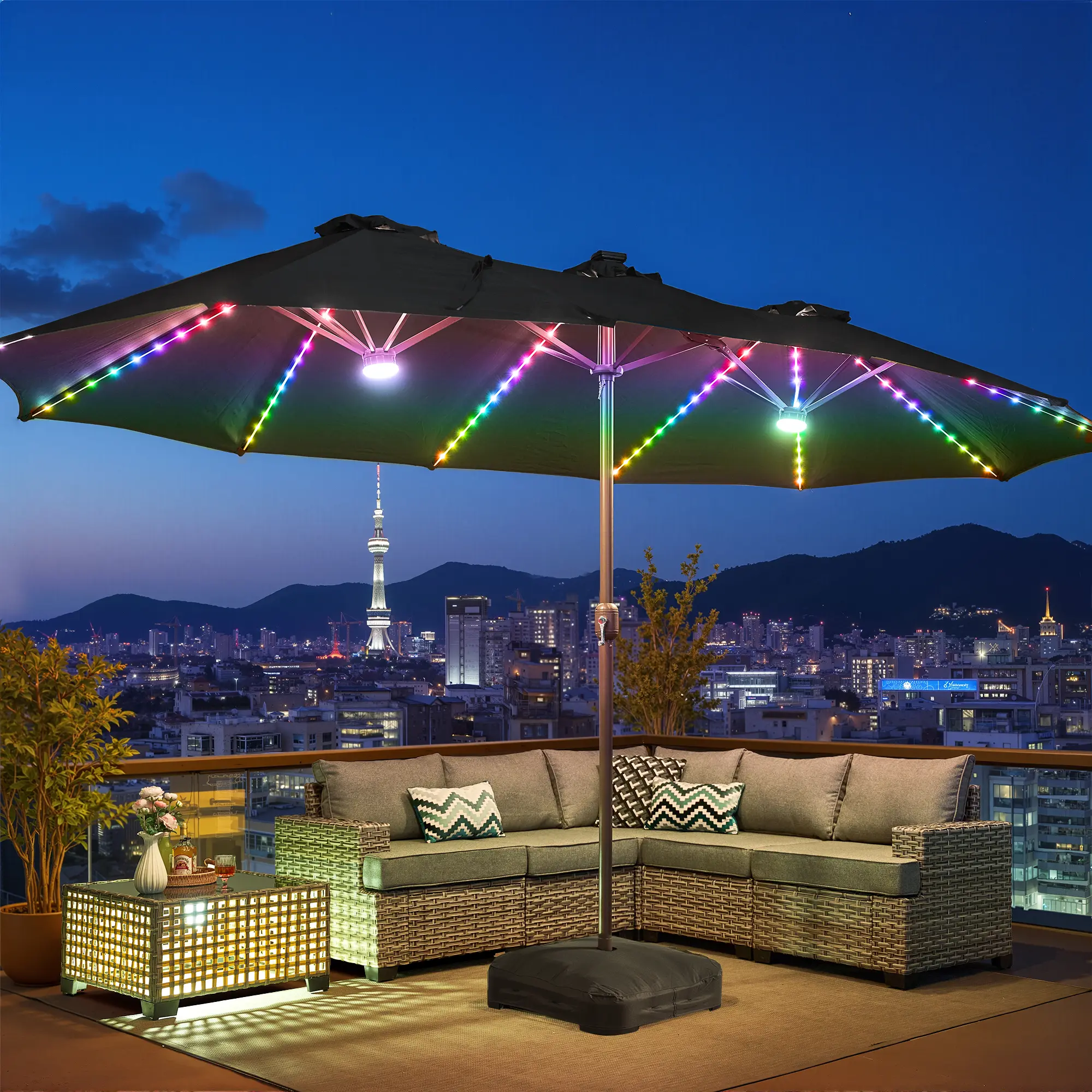 Dark Grey With Solar Colored Lights