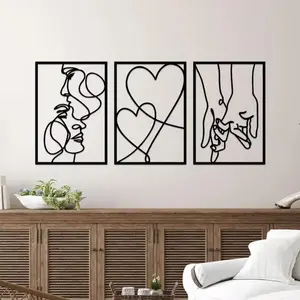 Abstract Line Heart Pattern Metal Wall Art, Hanging Wall Art, Modern Wall Decor, Wall Art for Home Living Room Bedroom Office, Home Decor