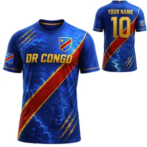 Custom DR Congo Soccer Jersey, Personalized Name Number Congolese Football Shirt ZHO