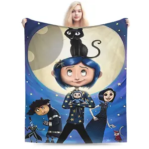 Coraline Mystery Doll Blanket Gothic Cartoon Design Ultra Soft Fleece Healing Comfort Throw Perfect Film Fans Gift All Season Coziness Machine Washable Quality