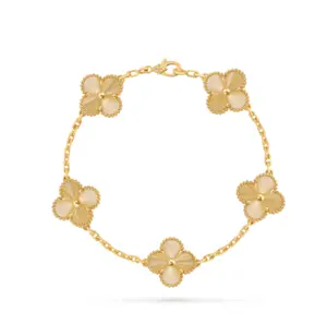 Pre-owned Van Cleef & Arpels Vintage Alhambra bracelet, 5 motifs 18K white/yellow gold