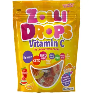 Zolli Vitamin C Drops Fruity Hard Candy Delicious Zero Sugar KETO Vegan Gluten Free Allergy Friendly Natural Fruit Flavors No Artificial Dyes Kosher Helps Relieve Dry Mouth Sugar Free Natural Snack Sweet