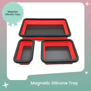 Magnetic Silicone Tray Set 3-Piece Foldable Parts Organizer Strong Suction Storage Bowl Car Repair Tool Box Screw Holder Collapsible Tool Box