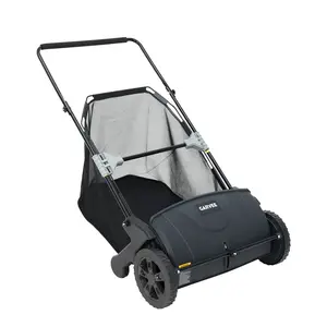 [NEW PRODUCT - FLASH SALE] Garvee 21" Push Lawn Sweeper, 3.5 Cu. Ft. Manual Leaf & Grass Collector with Adjustable Height and 4 Spinning Brushes, Black