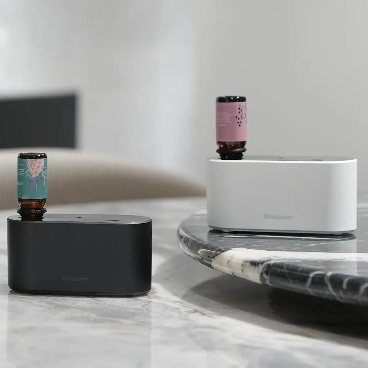 KINSCOTER Portable Aroma Essential Oil Diffuser, USB Rechargeable Waterless Aromatherapy Machine, Smart Car Aromatherapy Atomizer for Home Office Car