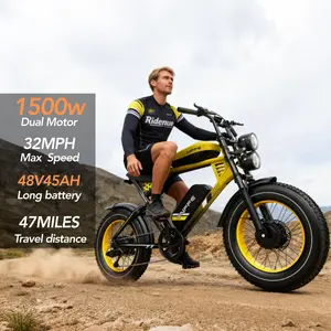 Enffebike ES-2 Pro 1500W  Dual Motor 48V45AH E-Bike | 47 Mile Range & 32 MPH Speed | Hydraulic Brakes & Full Suspension | High-Capacity Dual Batteries | 20"x4" Fat Tires | LCD with NFC | Max Load 330 lbs,UL 2272 Certified