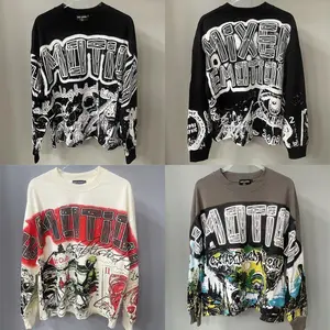 Black  Long Sleeve Alien Print T-shirt Men Women T Shirt Top Tees