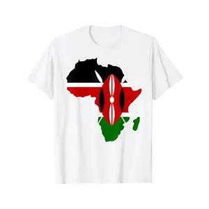 Kenyan Pride Africa Map & Kenya Flag Graphic T-Shirt - 100% Cotton 220gsm Crew Neck Short Sleeve Casual Tee for Men & Women, Lightweight Breathable Regular Fit, Machine Washable time  tee  shirt  backwards demon  double graphic tee funny graphic tee