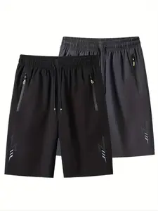 Men's Zipper Pocket Shorts, Regular Fit Casual Breathable Quick Drying Shorts for Summer, Men's Bottoms for Daily Wear, Athletic Shorts Casual