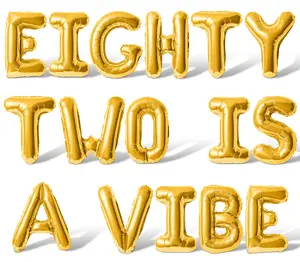 Letter Balloons - EIGHTY TWO IS A VIBE 16" Inch Alphabet Letters Foil Mylar Balloon 82nd Birthday Party Banner